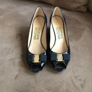 Ferragamo Patent Leather Wedges